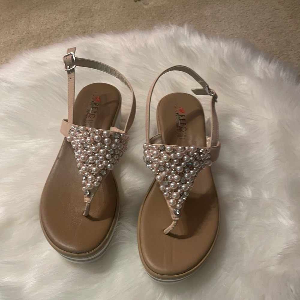 Pearl adorned sandals. Bought in Greece.